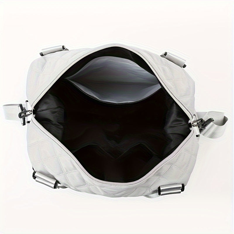 Travel Bag Large Capacity Argyle Pattern Travel Luggage Bag | Solid Color Duffle Bag, Portable Overnight Bag