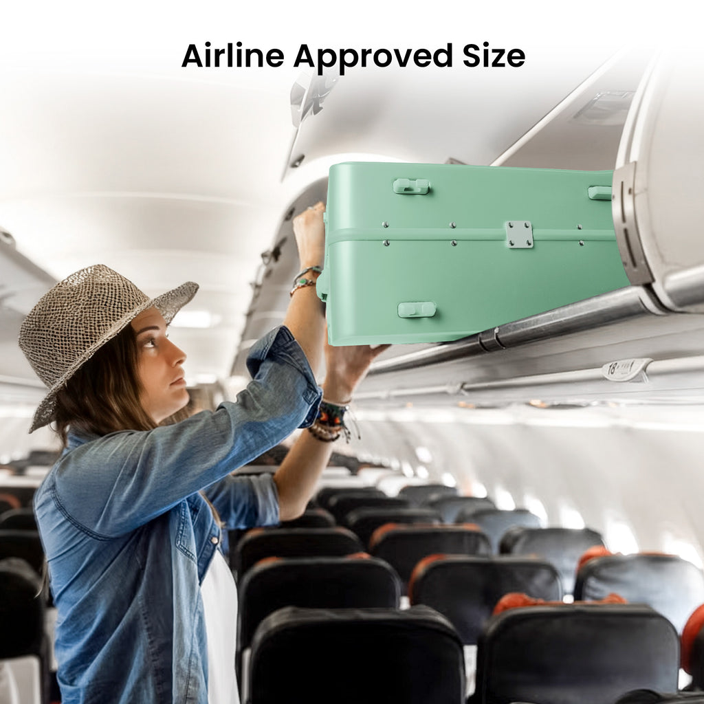 20-Inch Airline Approved Carry On Luggage with Laptop Sleeve, Front Opening, Cup Holder, and Phone Holder, Aluminum Frame Hardside Spinner Suitcase with Tsa Lock