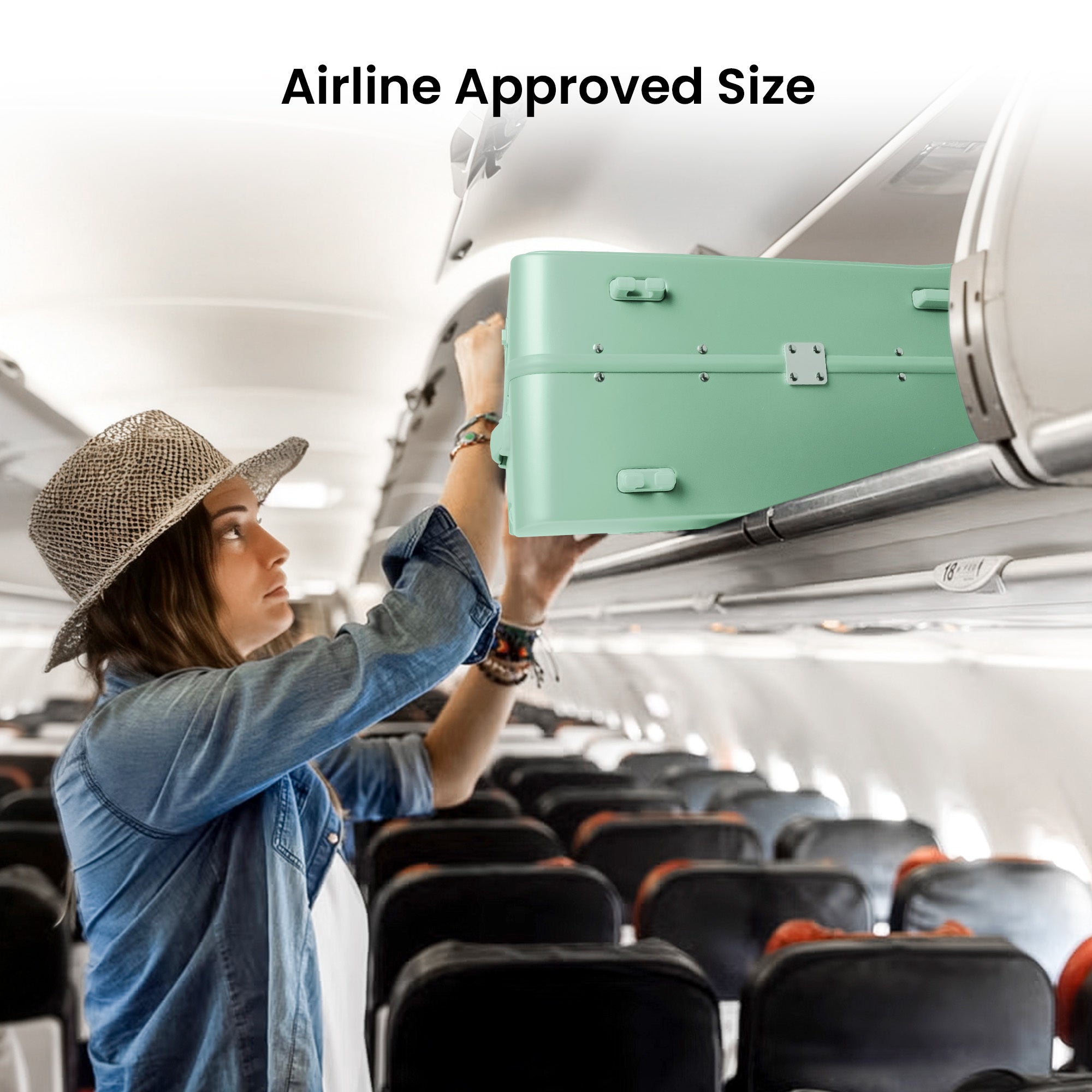 20-Inch Airline Approved Carry On Luggage with Laptop Sleeve, Front Opening, Cup Holder, and Phone Holder, Aluminum Frame Hardside Spinner Suitcase with Tsa Lock