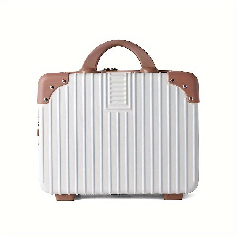 14-Inch Vintage Lightweight Carry-On Suitcase with Combination - Small Travel Luggage, Zipper Closure & Shoulder Strap, Multifunctional Portable Case - Compact Airplane Cabin Bag