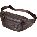 Handmade Genuine Cowhide Belt Bag with Adjustable Strap & -Theft Zipper Pocket - Magnetic Closure, Multiple Compartments, Golden-Tone Hardware, Brown Waist Bag for Men