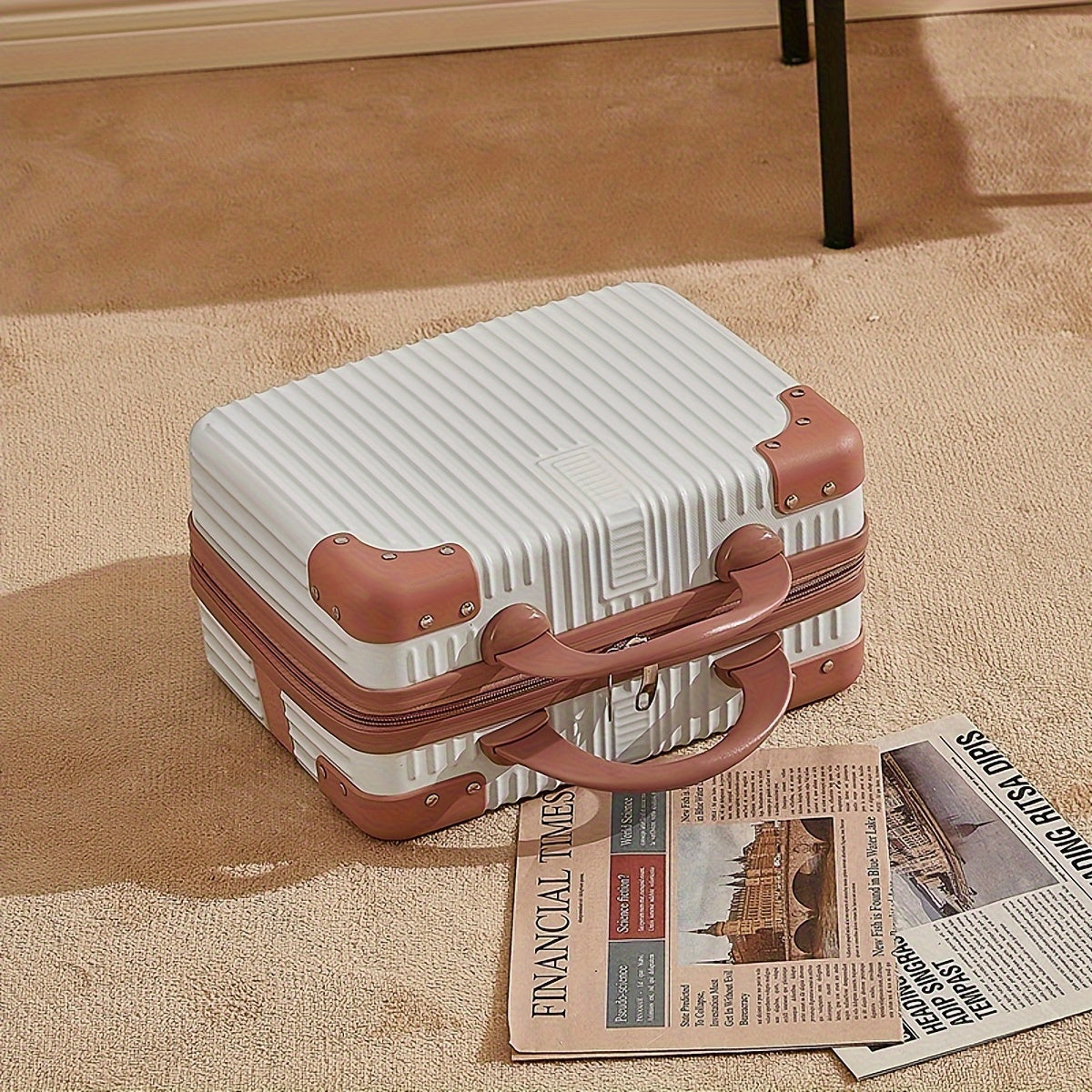 14-Inch Vintage Lightweight Carry-On Suitcase with Combination - Small Travel Luggage, Zipper Closure & Shoulder Strap, Multifunctional Portable Case - Compact Airplane Cabin Bag