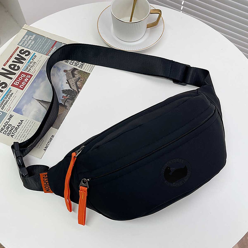 A Doni Burke Print Neutral Crossbody Bag | Adjustable Shoulder Straps, Zipper Closure, Casual Waist Bag