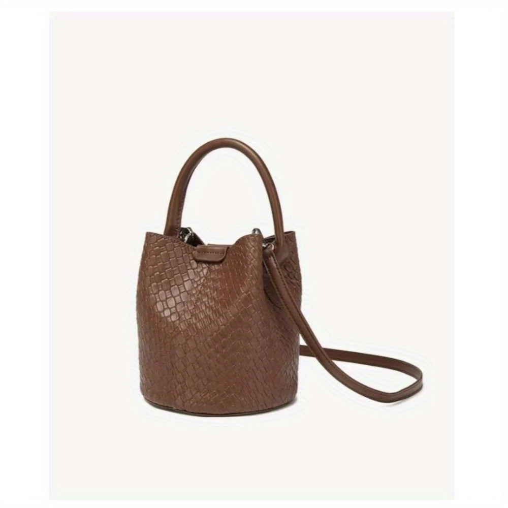 Women'S Large Woven Tote Bag - Spacious Crossbody & Shoulder Purse with Zipper Closure, Brown Elegant Everyday Bag for Women, Versatile Handbag, Stylish Accessory