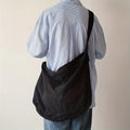 Heavy Duty Large Capacity Backpack - Wide Strap Durable Black Canvas Bookbag