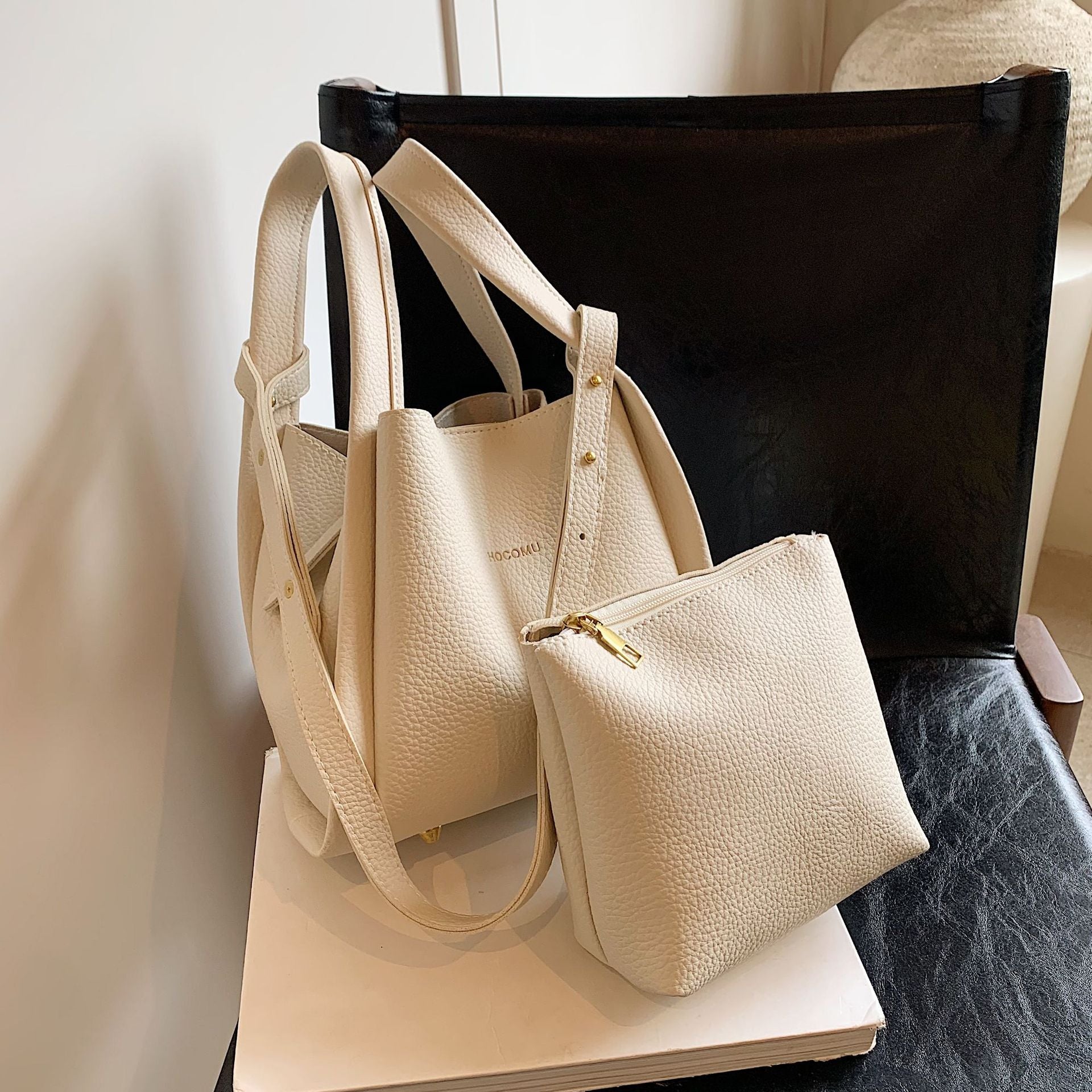 High-End Niche Design Korean Style Ins Handheld Basket Bag Large Capacity Mother-Daughter Bag Crossbody Shoulder Bucket Bag