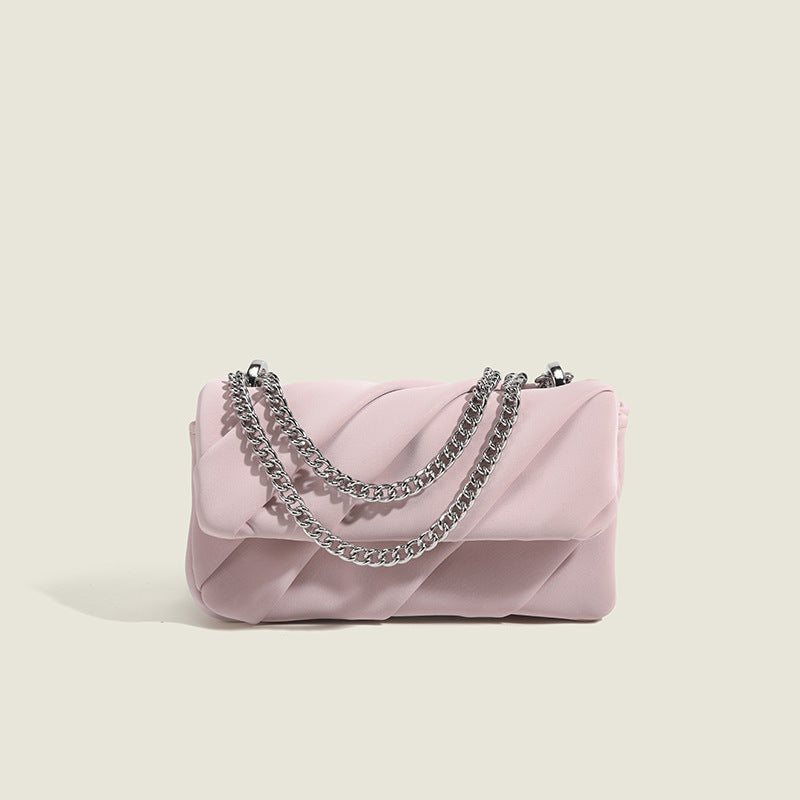 Women'S Cute Small Square Bag with Detachable Chain Shoulder Strap | Light Blue\White\Black Single Shoulder Bag, Golden Hardware Accessories, Lining, 7.09x2.76x3.94inch, Daily Casual Handbag