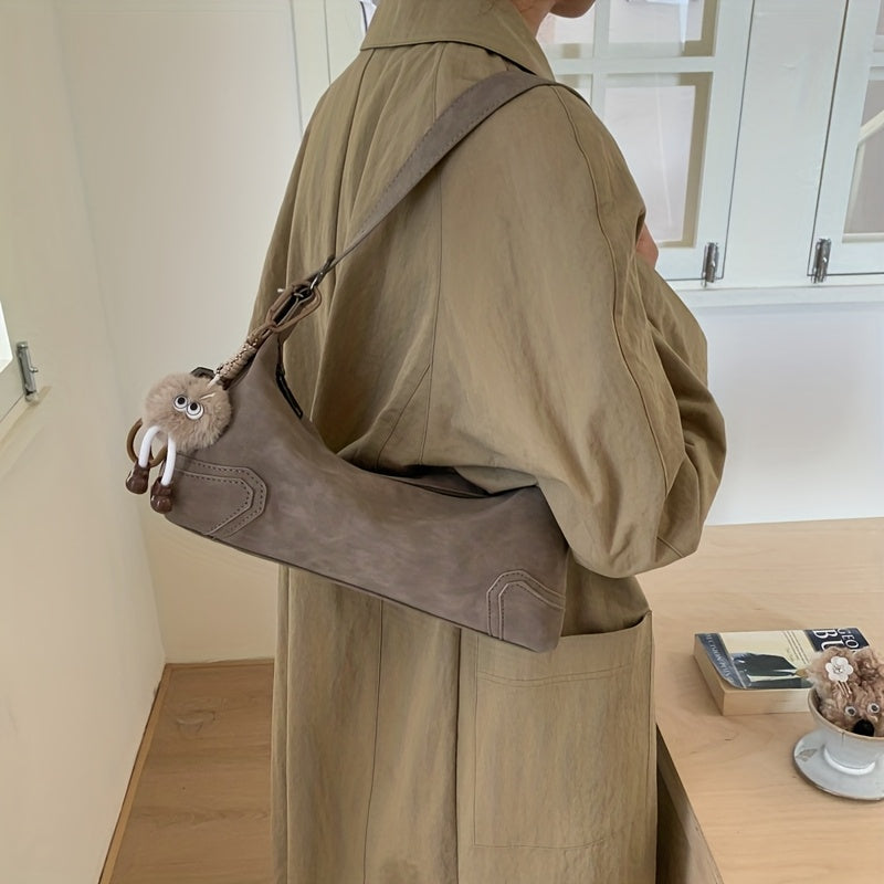 Retro Shoulder Bag for Women | Trendy New Underarm Bag with Sophisticated Niche Design, Elegant Nylon, Lining, Zipper Closure, Adjustable Strap